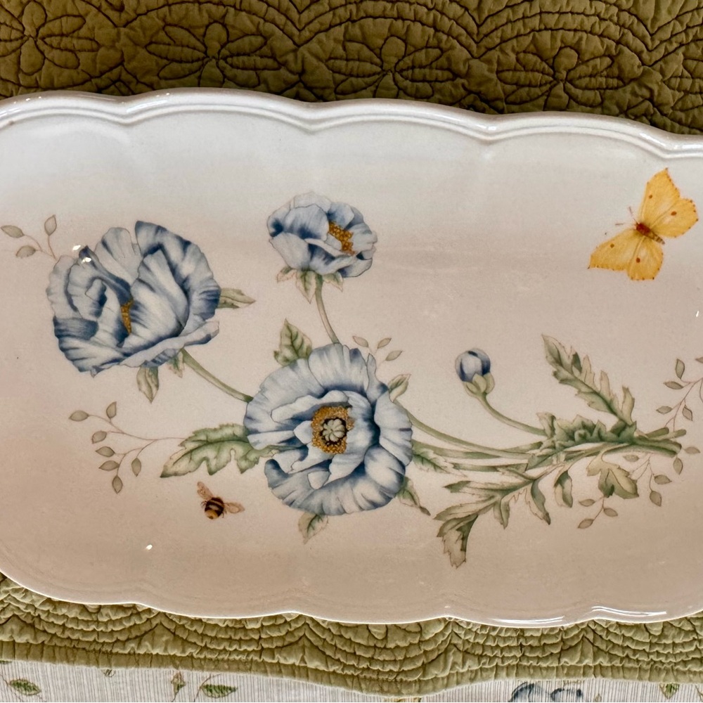 Lenox Floral Serveware with Blue and Yellow Accents